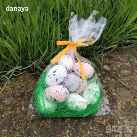 4603 Великденска украса Шарени яйца с трева, снимка 2 - Декорация за дома - 44909387