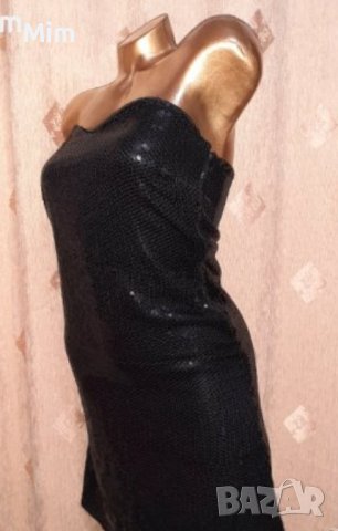 ASOS S Черна рокля с черни пайети , снимка 3 - Рокли - 43316641