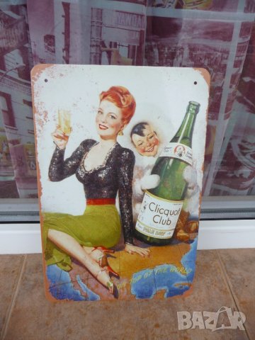 Метална табела алкохол шампанско вино повод празник сухо рекламна реклама, снимка 1