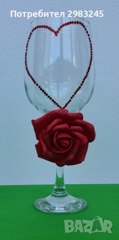 Декорирана чаша със сърце и роза, снимка 2 - Декорация за дома - 37415644