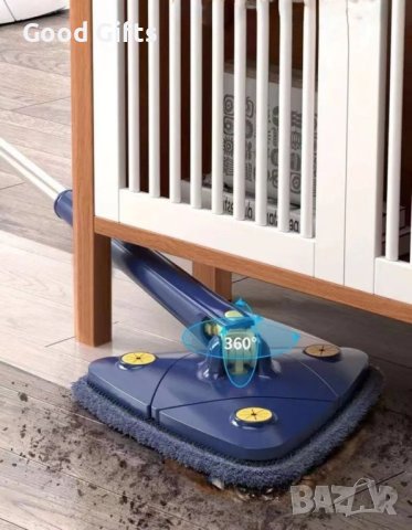 ТРЪГЪЛЕН 360 ГРАДУСОВ МУЛТИФУНКЦИОНАЛЕН МОП ЗА СУХО И МОКРО ПОЧИСТВАНЕ, снимка 3 - Мопове, кофи, четки и метли - 40677506