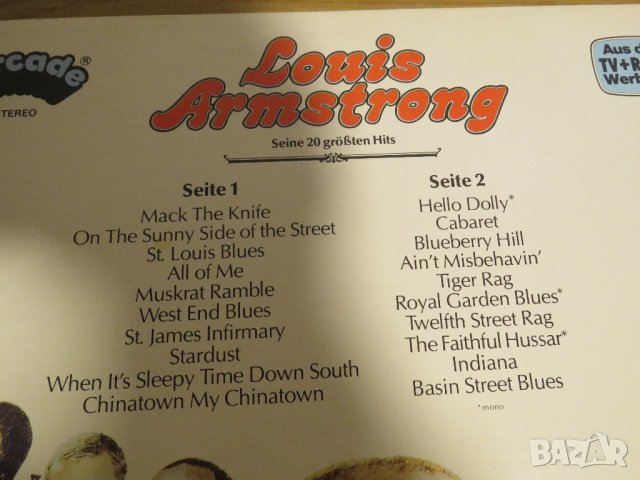 грамофонни плочи джаз, Грамофонна плоча Луис Армстронг, Louis Armstrong - 20 hits -изд.78 год !, снимка 3 - Грамофонни плочи - 28704637