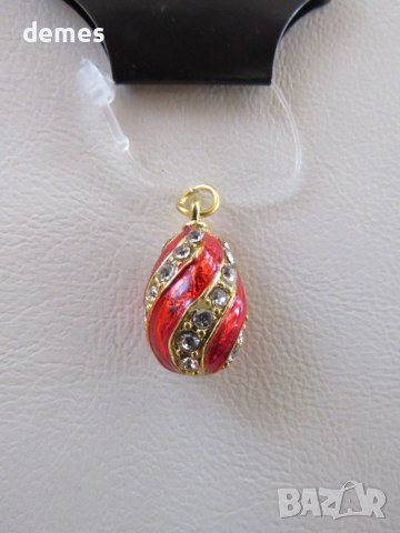 Фино дамско колие с висулка- Яйце Фаберже, ново, снимка 2 - Колиета, медальони, синджири - 52724601