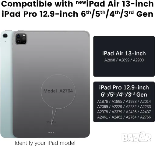 Калъф с клавиатура Nillkin за iPad Air 13 инча M2 2024, iPad Pro 12.9, снимка 2 - Калъфи, кейсове - 48220395
