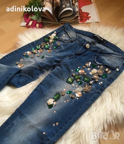 Нови уникални дънки с камъни, снимка 3 - Дънки - 11152748