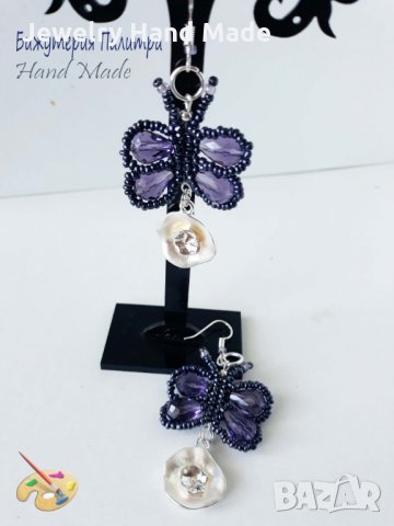 Нежни обеци"Пеперуди"-ръчно изработени, снимка 1