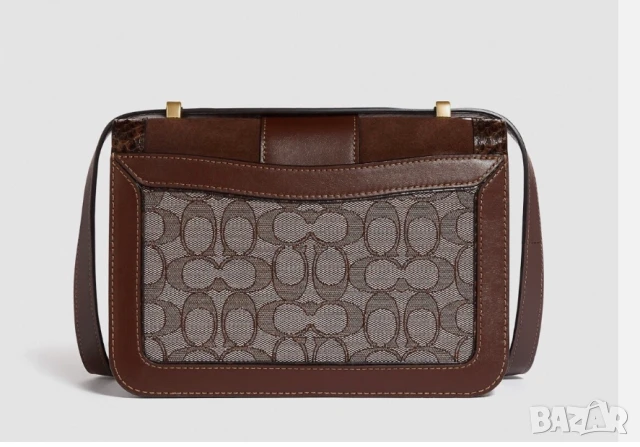 Луксозна Чанта за рамо COACH  Alie от жакард с детайл от змийска кожа, снимка 2 - Чанти - 50509475