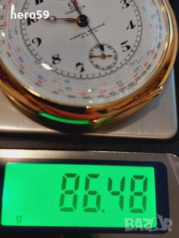 Джобен часовник Омега хронограф Златна 18к.Omega watch chrono-tachymetre Rare 18 carat yellow gold, снимка 10 - Мъжки - 43791330