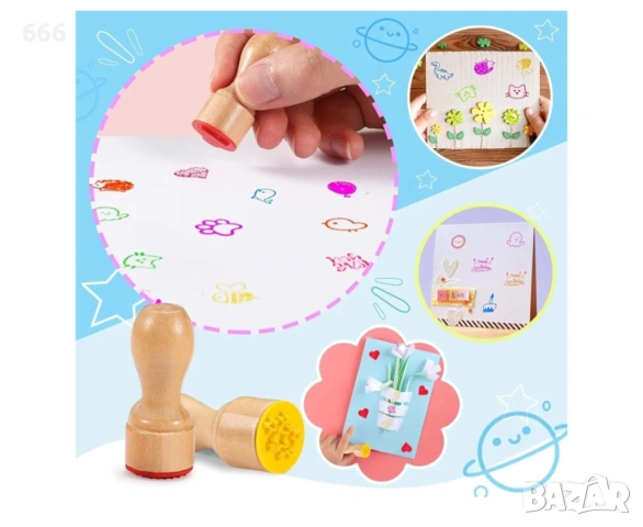 Комплект дървени печати от 21 броя, снимка 4 - Други - 53332766