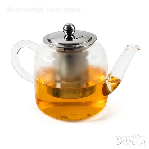 Огнеупорен стъклен чайник с цедка Luigi Ferrero, снимка 4 - Аксесоари за кухня - 43199559
