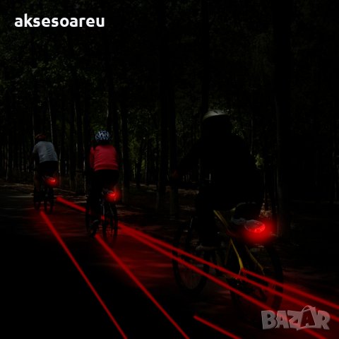 2 Лазерен +5 LED заден стоп за колело велосипед колело Предупреждение с Мигаща светлина на лампата з, снимка 17 - Аксесоари за велосипеди - 38396664