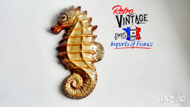 Винтидж керамична декорация за стена с морско конче 9 инча., снимка 1