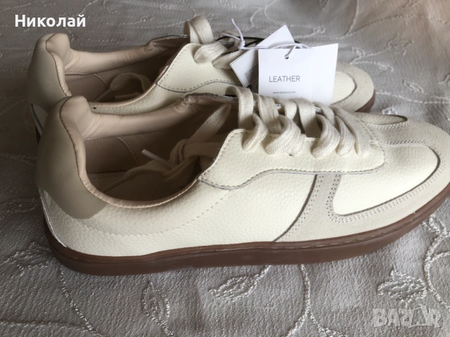 Маратонки  / сникърси / спортни обувки Reserved, естествена кожа, 42 номер, бели, нови с етикет, снимка 4 - Маратонки - 53486428