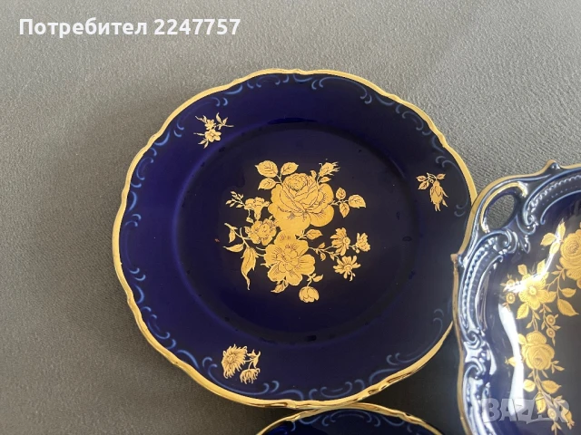 Уникален сет порцелан Echt kobalt с 24K, снимка 5 - Антикварни и старинни предмети - 51338463