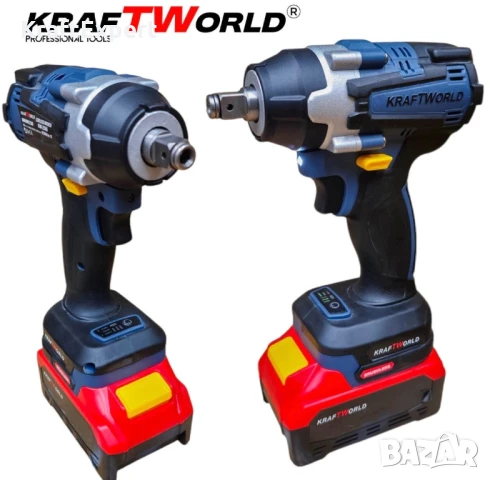 KraftWorld Акумулаторен Ударен Гайковерт 24V 4Ah – 850Nm + Куфар и 35 Части!, снимка 3 - Винтоверти - 50482456