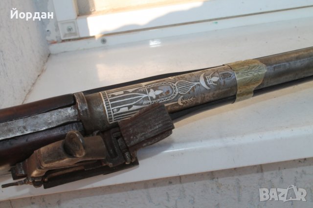 Кремъчна пушка Османска империя ,дамаскова цев, снимка 7 - Антикварни и старинни предмети - 38806851