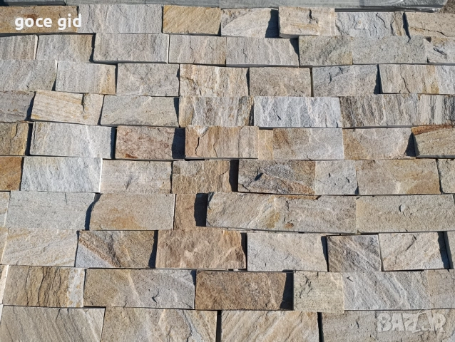 🟡 Жълт рязан гнайс – облицовъчни ленти/плочи | Естествен камък за фасади и интериор