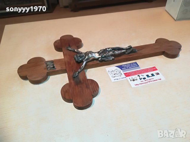 ГОЛЯМ ДЪРВЕН КРЪСТ С ХРИСТОС-46Х27СМ, снимка 17 - Колекции - 28318380
