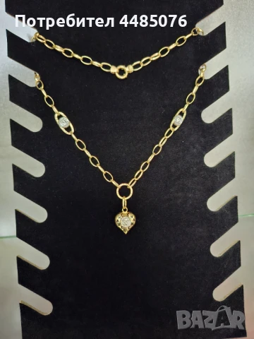 ЗЛАТЕН ДАМСКИ ЛАНЕЦ КОЛИЕ МОДЕЛ ШАНЕЛ , снимка 2 - Колиета, медальони, синджири - 50455941