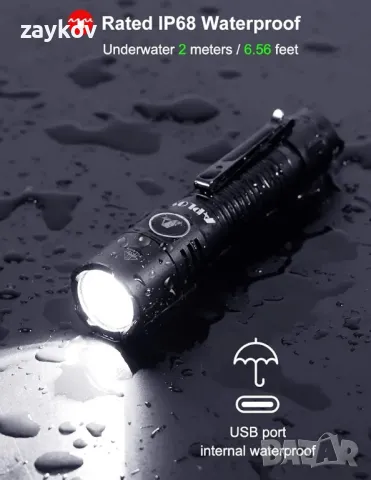APLOS T02 Тактическо LED фенерче, 1800 високи лумена джобно фенерче USB C, 7 режима, снимка 4 - Друга електроника - 49434884