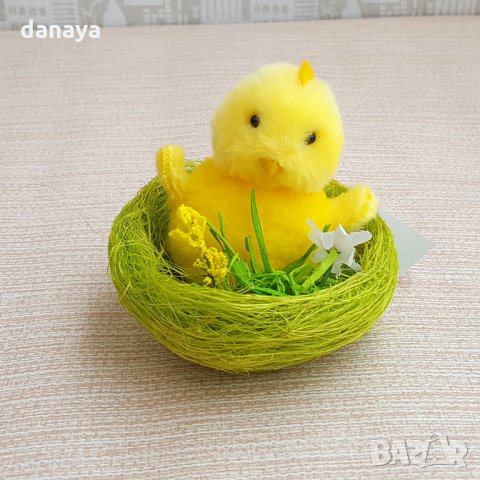 1455 Пиле в гнездо великденска декорация, снимка 2 - Декорация за дома - 28418806