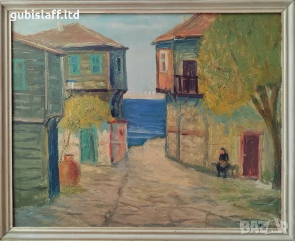 Картина "Несебър", худ. И.Б., 1970-те г.