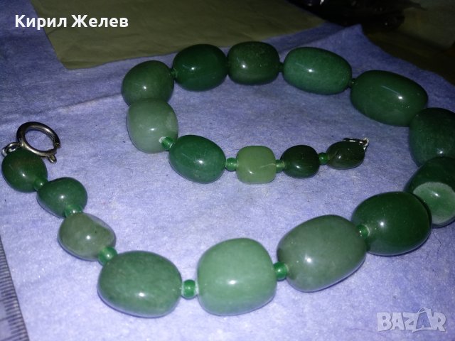 МАСИВНО СТИЛНО ФЕШЪН АРТ ХЕНД МЕЙД КОЛИЕ ОГЪРЛИЦА от ЮВЕЛИРНО ШЛИФОВАН ЗЕЛЕН АХАТ КАМЪНИ 34703, снимка 9 - Колиета, медальони, синджири - 39193111
