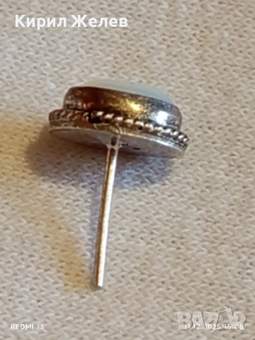 СТАРА СРЕБЪРНА АРТ ДЕКО ОБЕЦА с ШЛИФОВАН ЛУНЕН КАМЪК ВИНТИДЖ 39679, снимка 6 - Обеци - 52736402