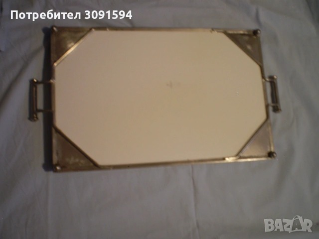 Винтидж поднос за сервиране порцелан метална рамка с дръжки , снимка 6 - Антикварни и старинни предмети - 53094084