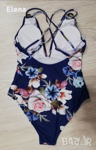 Цял син бански костюм на цветя, снимка 5 - Бански костюми - 33050279