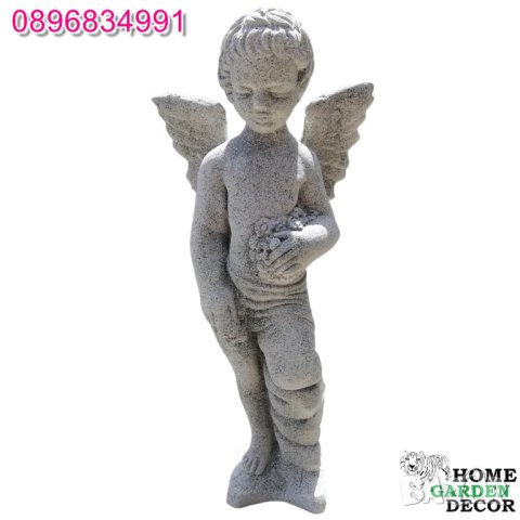 Градинска бетонна статуя ангел цвят камък, снимка 1 - Градински мебели, декорация  - 40694907