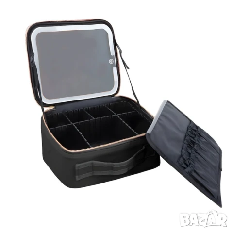 Козметична чанта с LED огледало, регулируеми отделения, подходяща за организиране на козметика , снимка 4 - Други - 50891864