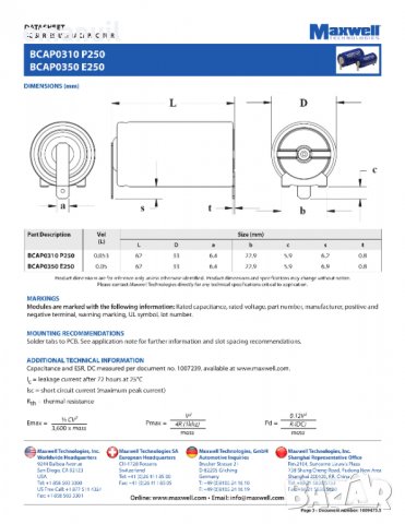 СУПЕР КОНДЕНЗАТОР MAXWELL пакет модул 16V83F 2.7V500F Supercapacitor Ultracapacitor , снимка 10 - Аксесоари и консумативи - 27457386