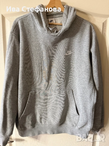 Нов оригинален памучен памук мъжки  суичър сив ватиран 100 % оригинален марков Nike nike Найк 