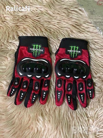 Чисто нови ръкавици за мотор Monster с протектори/Черно с червено/Размер L, снимка 2 - Аксесоари и консумативи - 43975519
