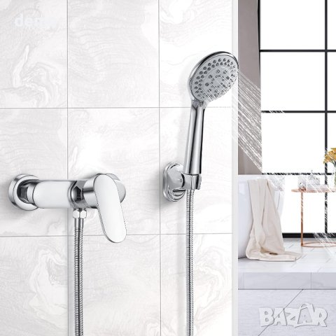 Solepearl Хромиран стенен душ смесител с месингов ръчен душ кран, изход G1/2", снимка 5 - Други стоки за дома - 44053766