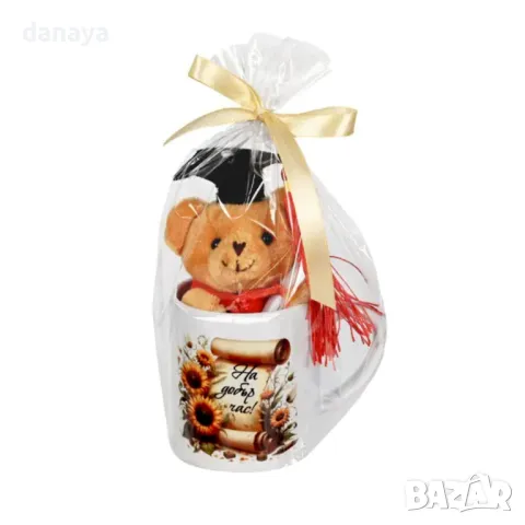 1997 Подаръчен комплект Мече с чаша Честито дипломиране На добър час, снимка 2 - Други стоки за дома - 50387653