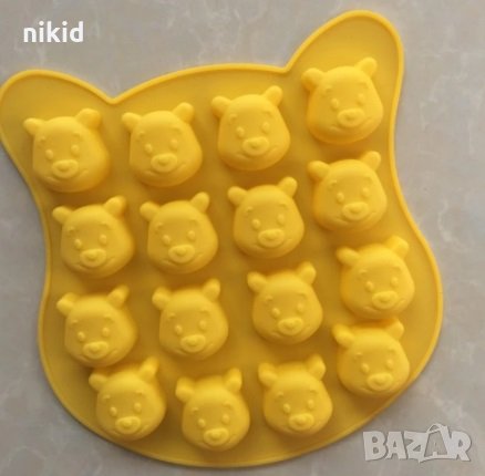 Мечо Пух мече глава силиконов молд форма калъп бонбони шоколад фондан гипс 