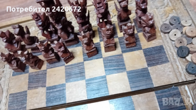 уникат на шах и табла дърворезбовани, снимка 9 - Шах и табла - 53198161