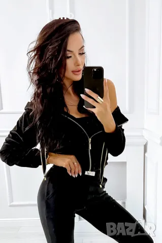 Caramel Моден дамски комплект от две части от кадифе, 3цвята , снимка 4 - Комплекти - 48775327