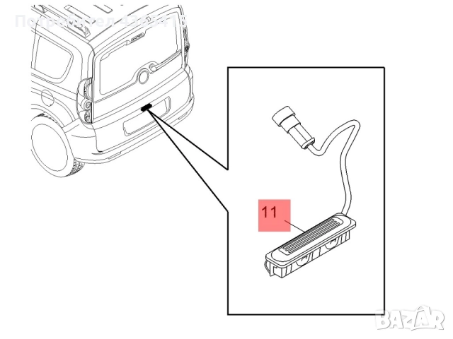 Бутон  за багажник за Fiat Doblo 2 Facelift (2015 - 2022), снимка 5 - Части - 52306788