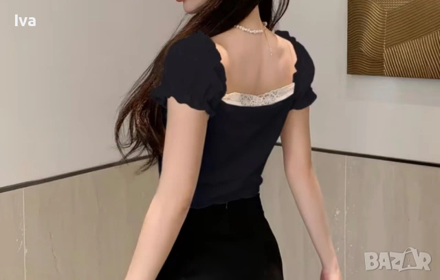 Ефектен дамски топ с дантелен акцент – модел, който подчертава силуета, снимка 3 - Корсети, бюстиета, топове - 53568398