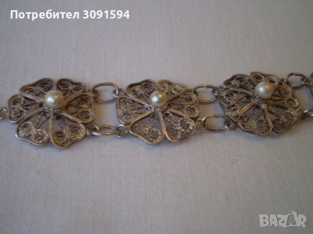 филигранена дамска гривна със перли, снимка 12 - Антикварни и старинни предмети - 40225070