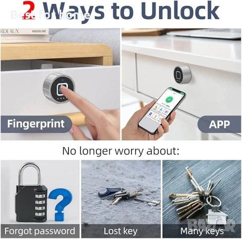  Bluetooth Биометрична ключалка за шкаф с пръстови отпечатъци eLinkSmar, снимка 2 - Друга електроника - 50628931