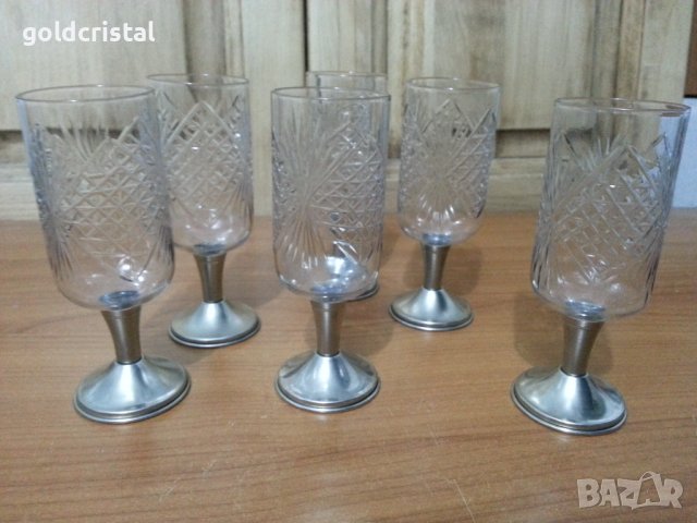 Руски кристални чаши с метално столче