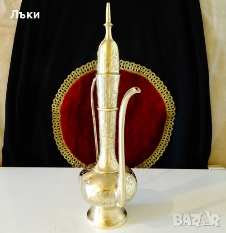 Бронзова кана за ракия,ибрик,Aftaba,36 см.,гравирана. , снимка 3 - Антикварни и старинни предмети - 51882530