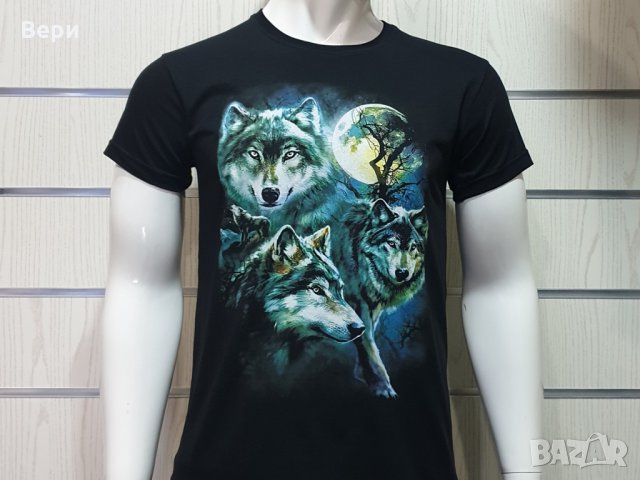 Нова мъжка тениска с дигитален печат Вълци, пълнолуние, Серия вълци, снимка 14 - Тениски - 29040473