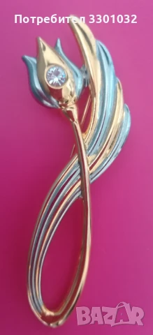 Брошка цвете за ревер или шал с цирконий, снимка 3 - Други - 50593034