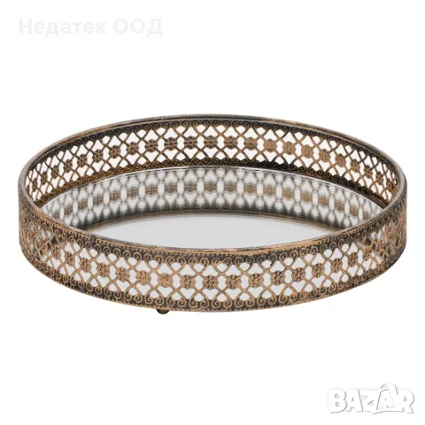 Поставка за свещи, Tray Mirror Bronze Rail, 30x4 см