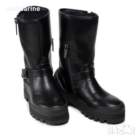 LIU JO № 37 🍊 Дамски кожени боти "BLACK & GREY" нови с кутия, снимка 6 - Дамски ботуши - 43119625